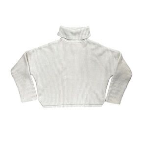 Abercrombie & Fitch Womens M Ribbed Knit‎ Turtleneck Sweater Whitish Cream EUC